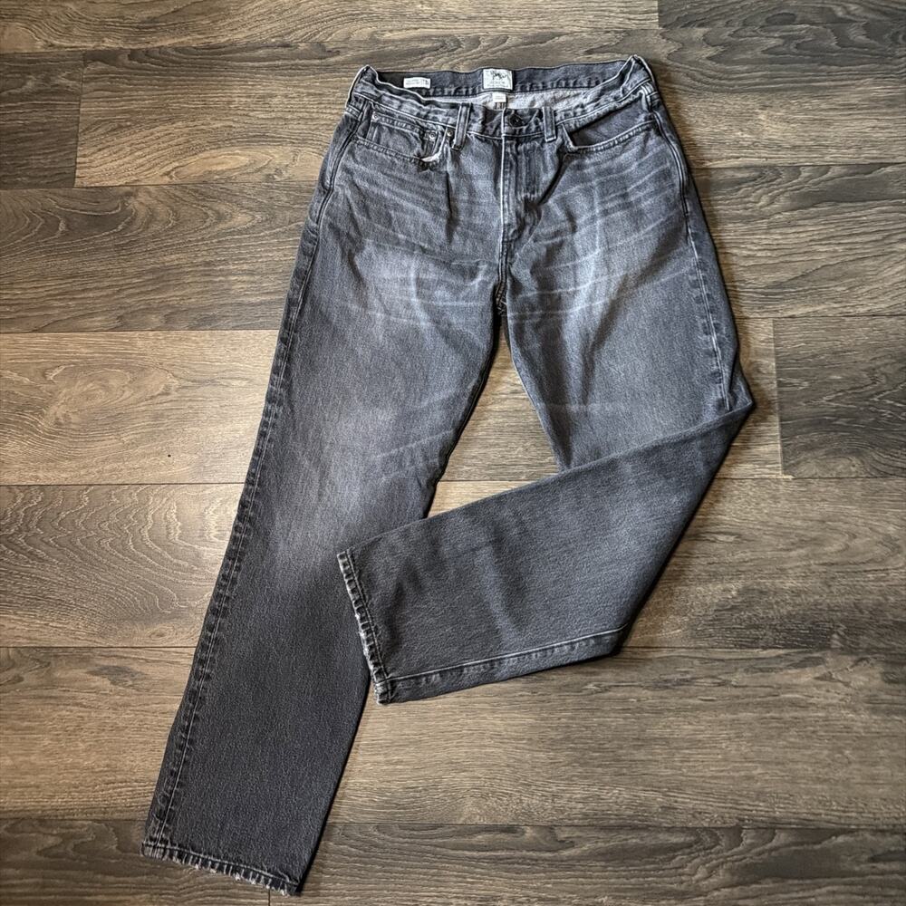 J.Crew Sz 32/32 Classic Straight Jeans Black Gray Faded Denim 100% Cotton Preppy